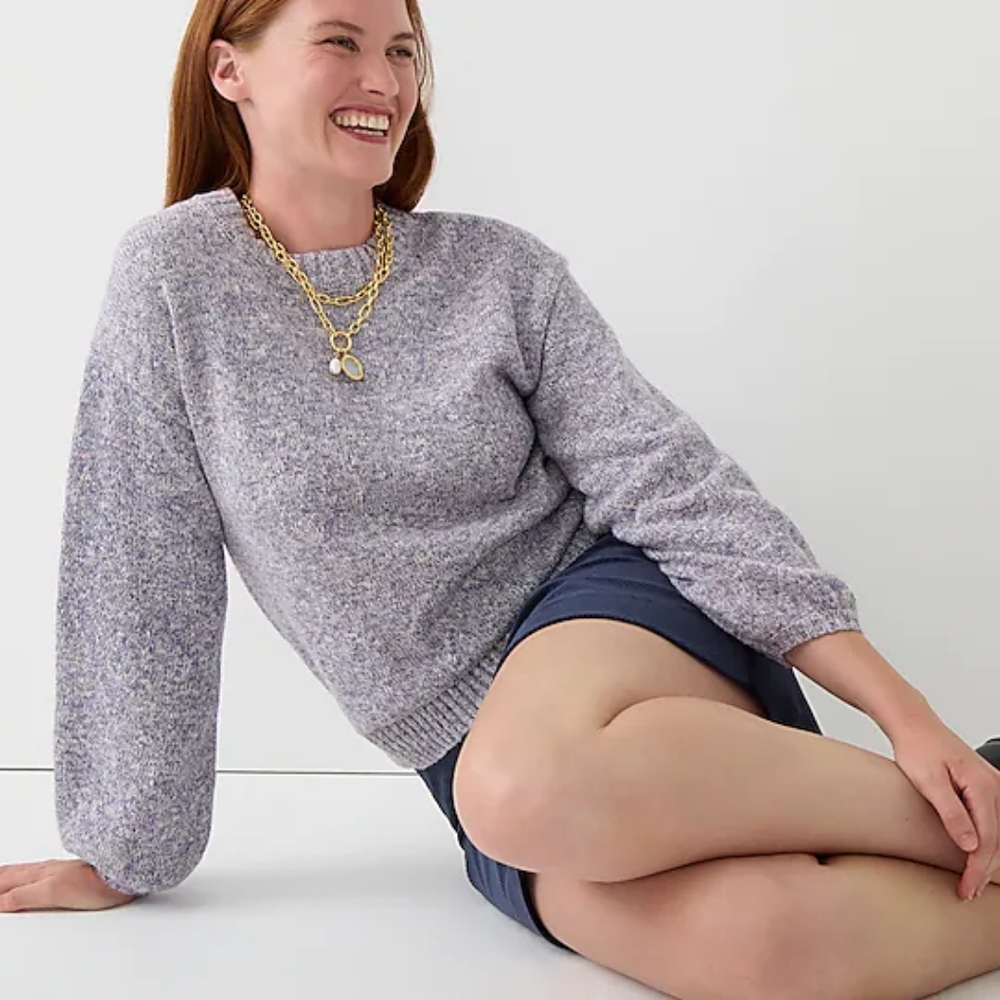 J. Crew - Puff-sleeve crewneck sweater - Apricot Ivory - Picture 2 of 4